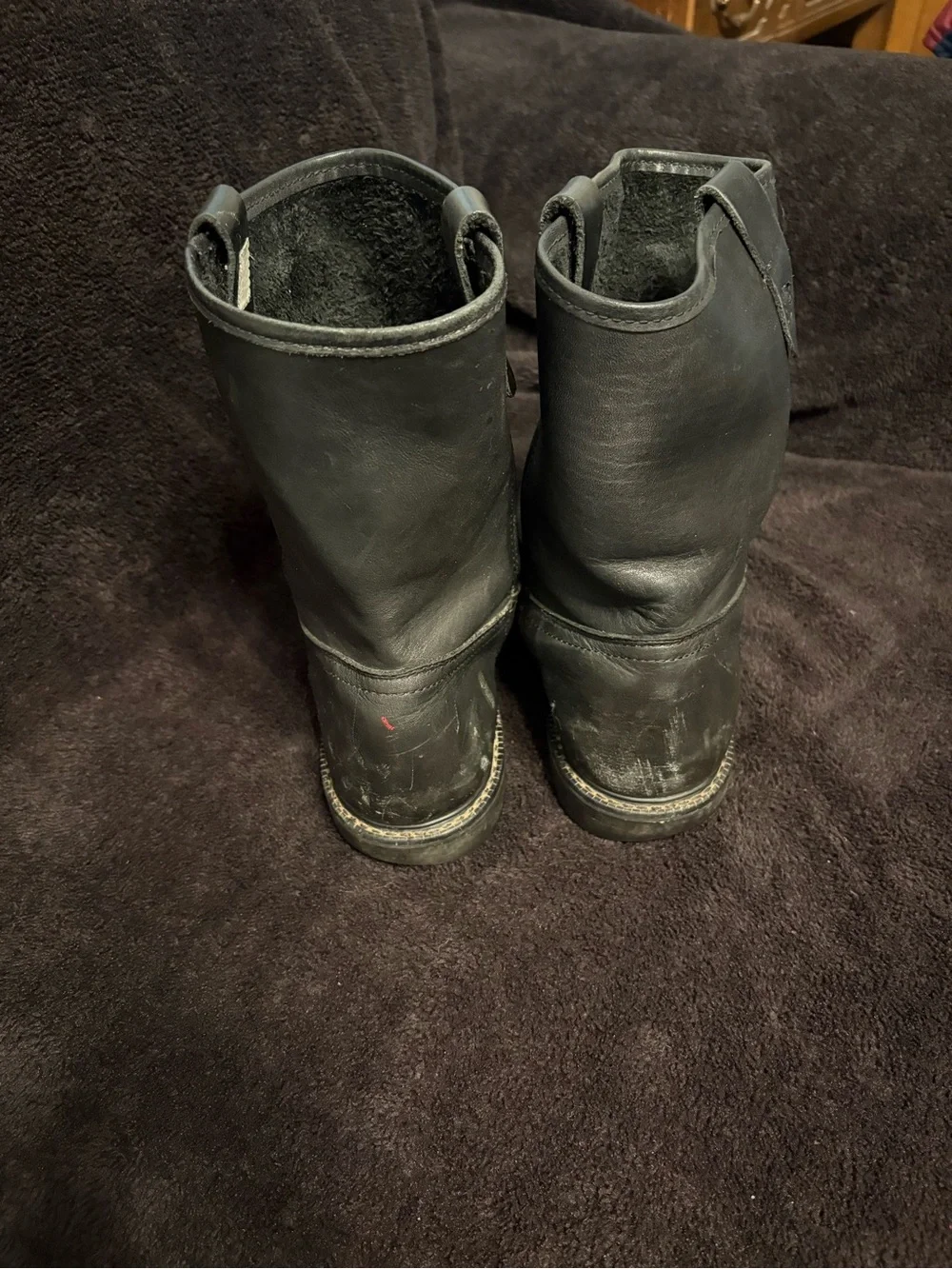 Mason Western Black Leather Roper Boots Size 9